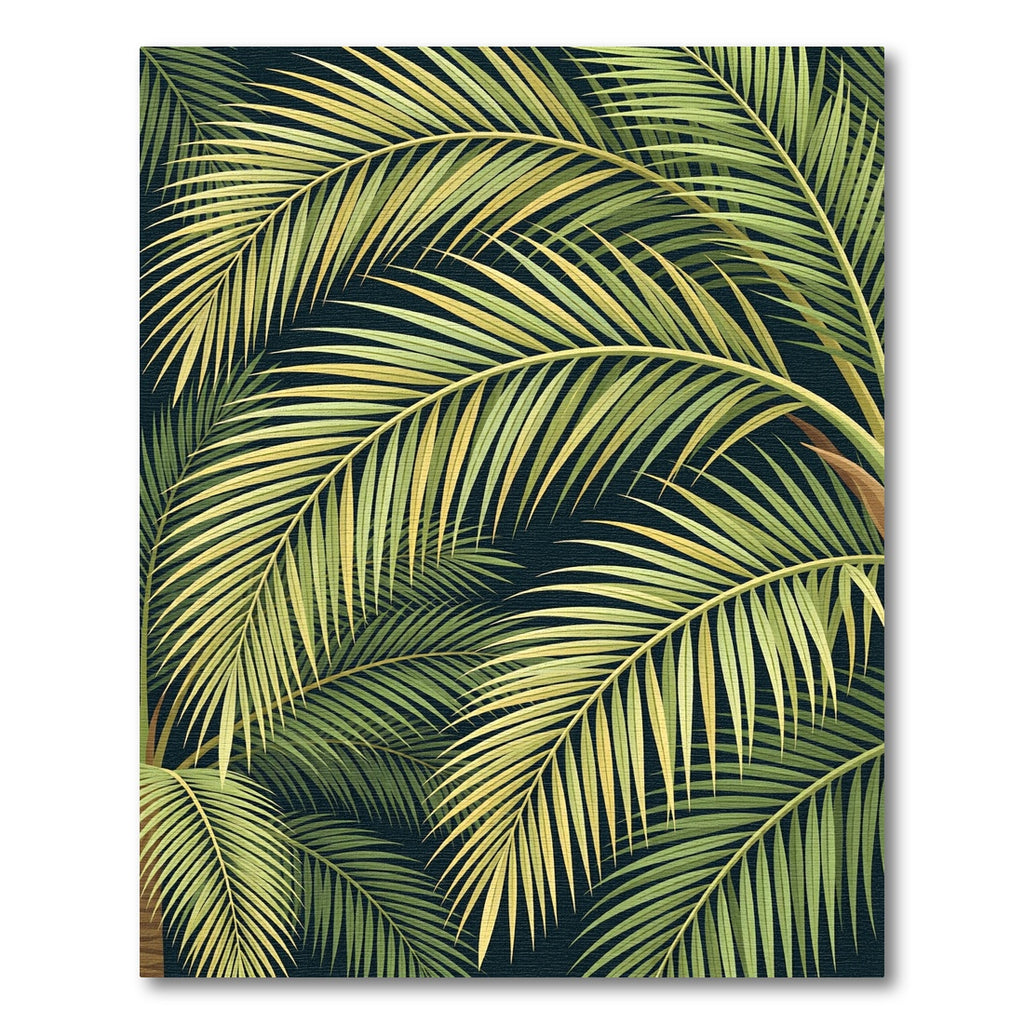 Lush Green Palm Fronds Verdant Background Rug