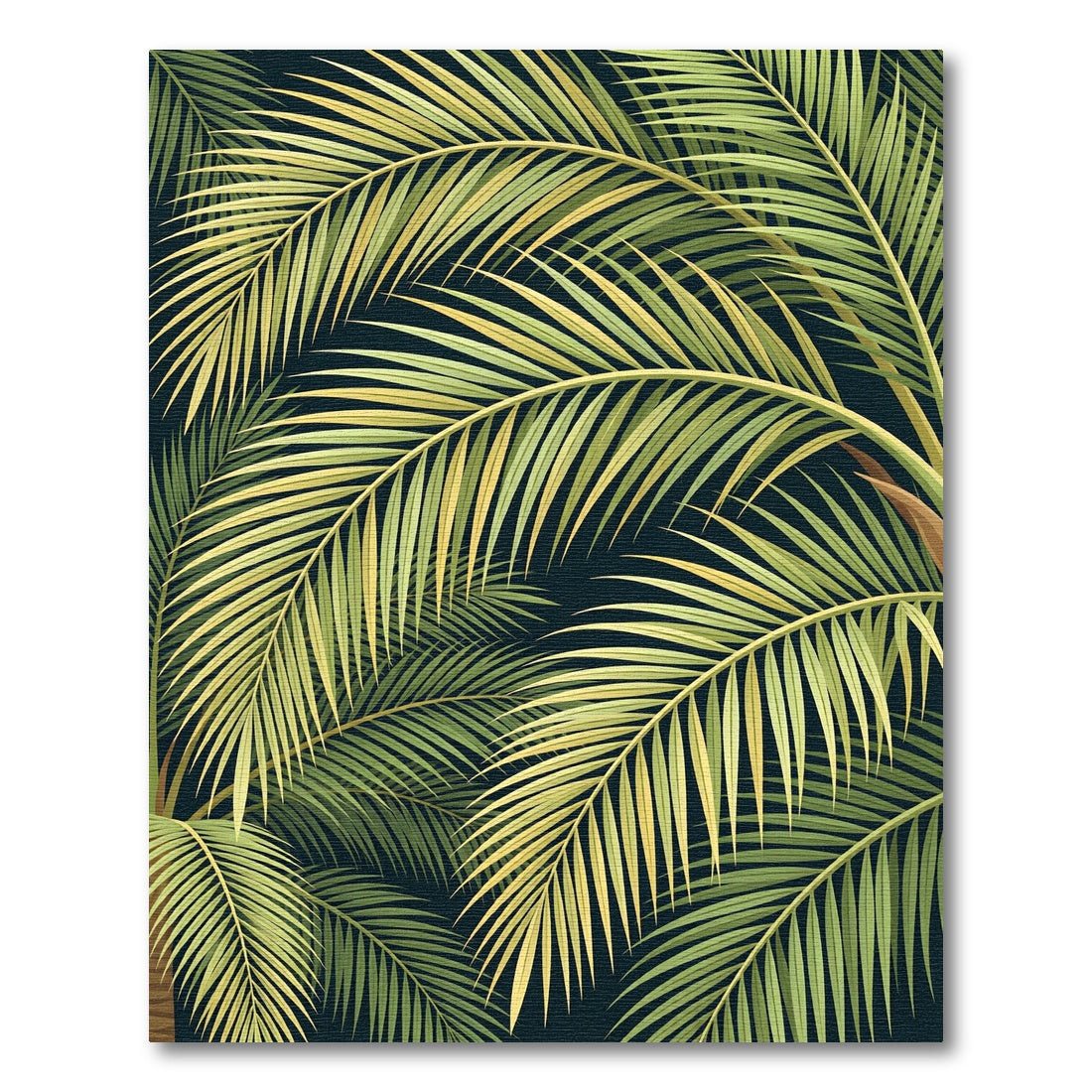 Lush Green Palm Fronds Verdant Background Rug