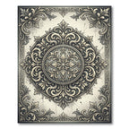 Refined Charcoal Floral Baroque Medallion Rug