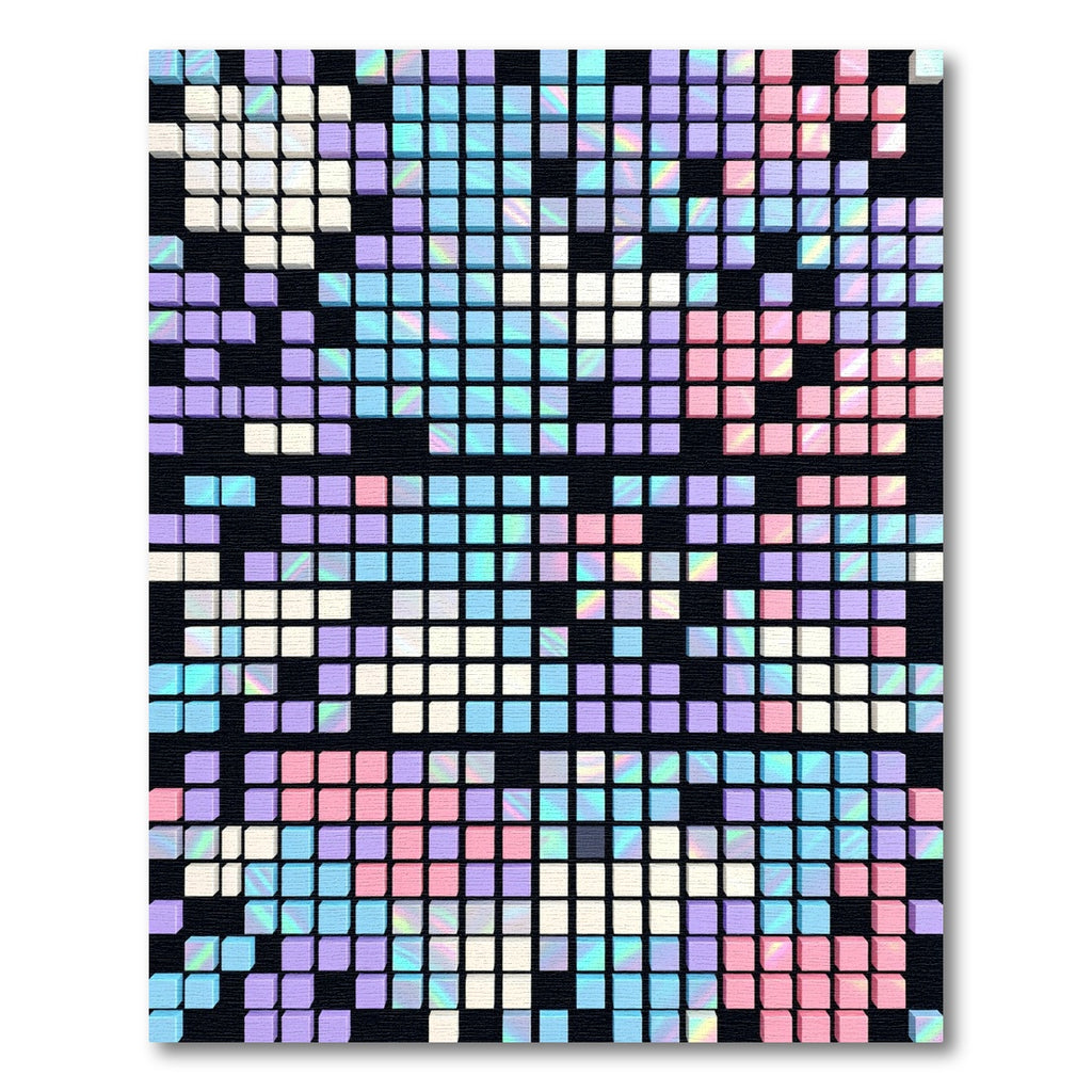 Iridescent Pastel Pixel Grid Abstract Rug