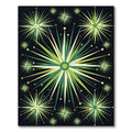 Mid-Century Green Geometric Starburst Art Rug