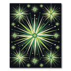 Mid-Century Green Geometric Starburst Art Rug