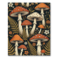 Retro Orange Mushroom Forest Foliage Rug