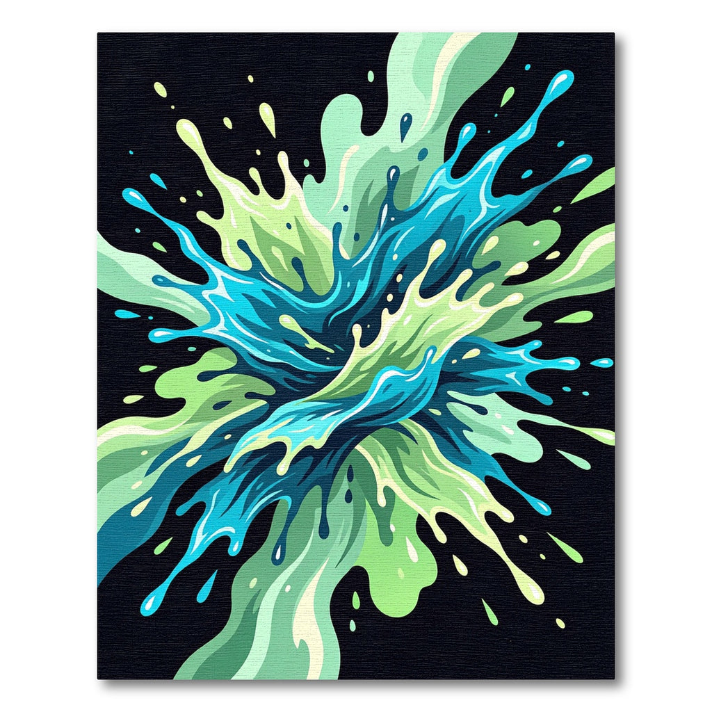 Vibrant Emerald Blue Liquid Splash Art Rug