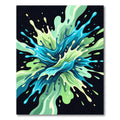 Vibrant Emerald Blue Liquid Splash Art Rug