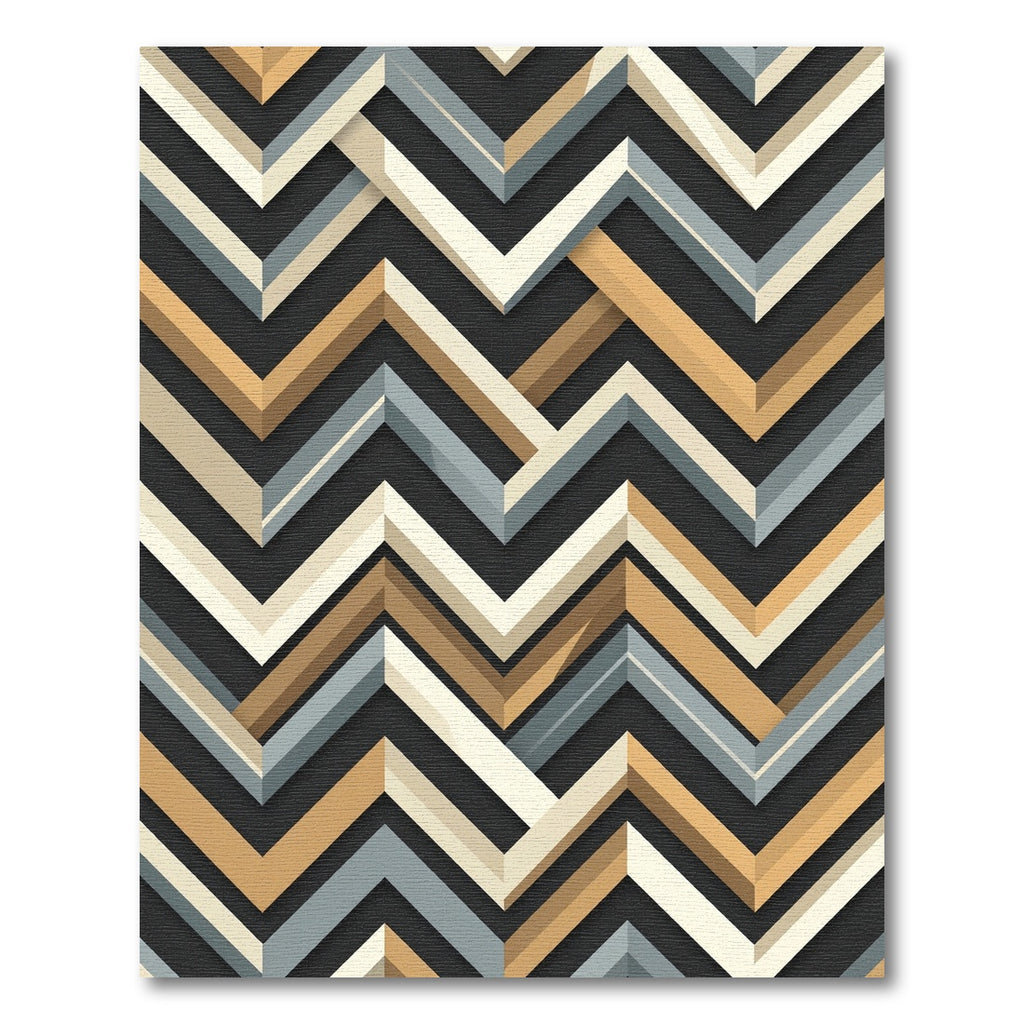 Modern Geometric Chevron Interlocking Neutrals Rug