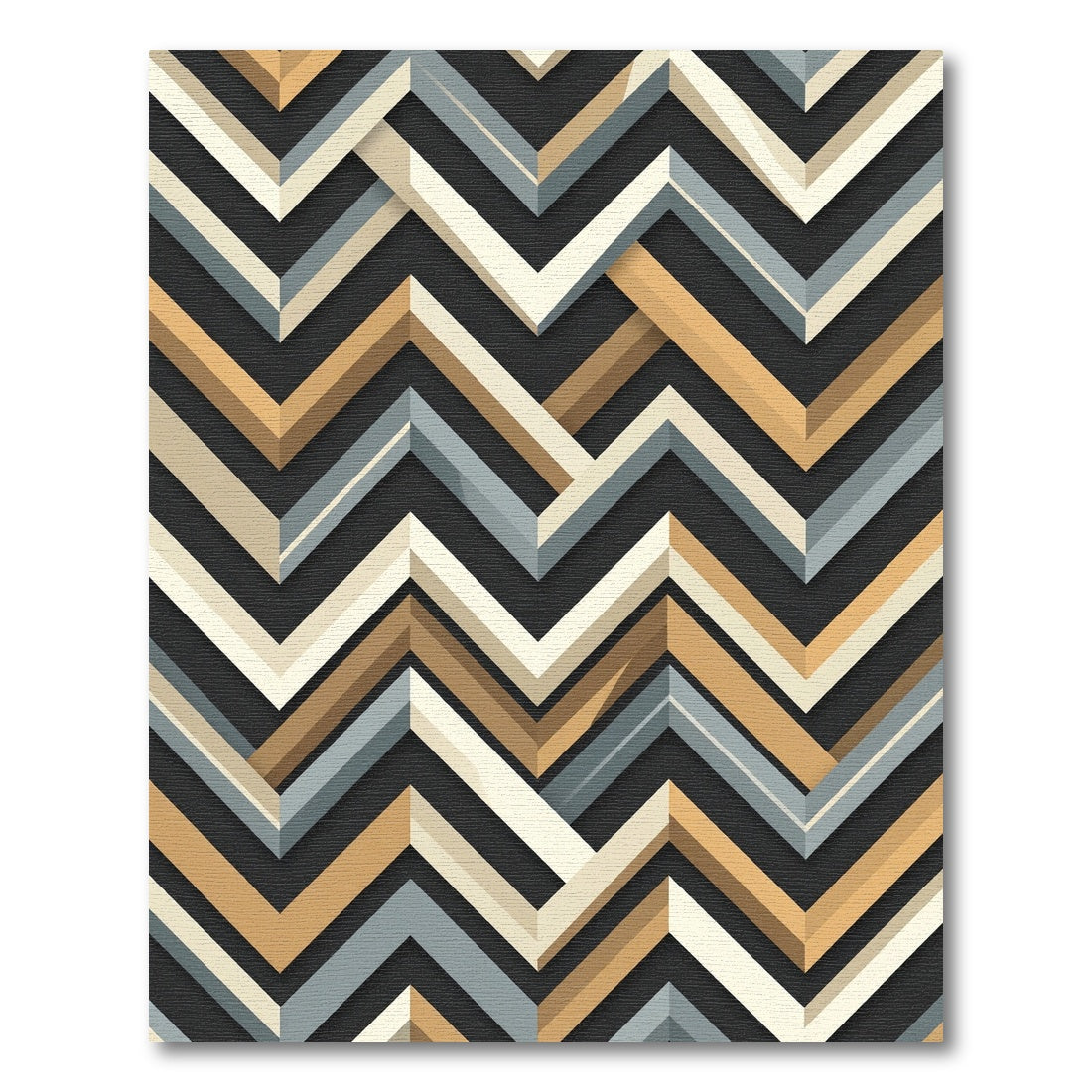 Modern Geometric Chevron Interlocking Neutrals Rug