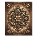 Ornate Golden Floral Damask Medallion Rug