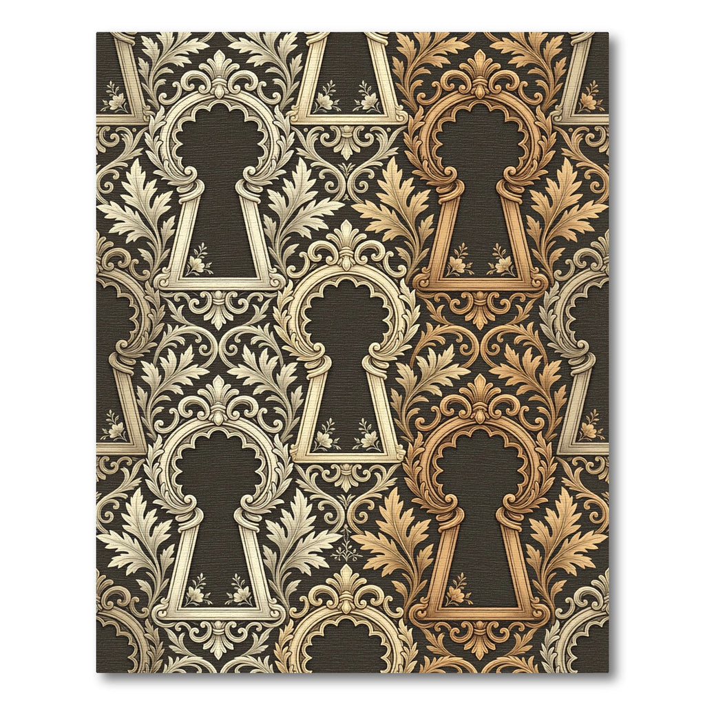 Ornate Keyhole Floral Scroll Rug