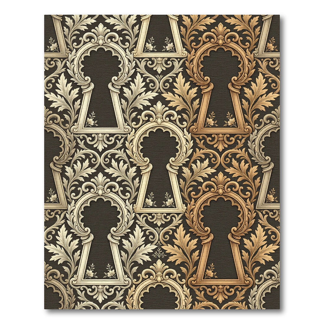 Ornate Keyhole Floral Scroll Rug