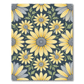 Sunny Yellow Daisy Floral Navy Medallion Rug