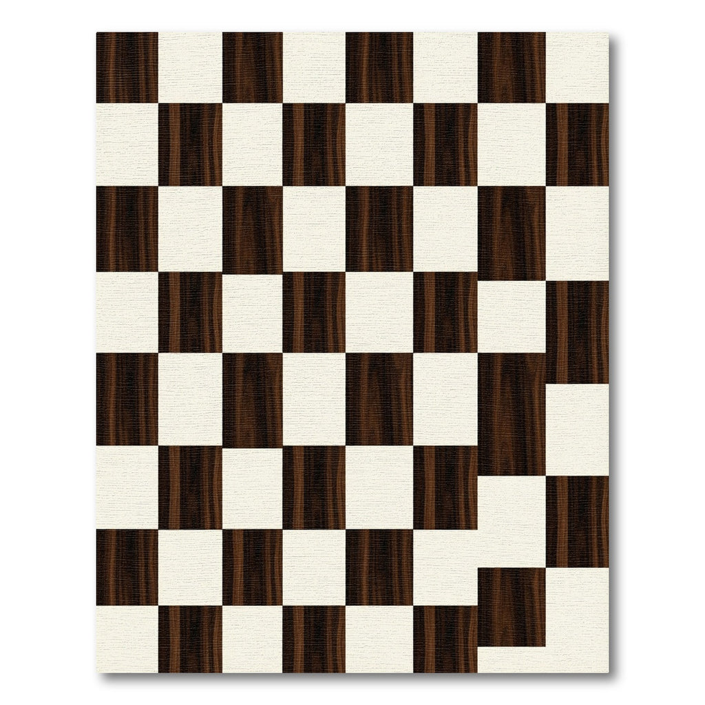 Dark Wood Grain Checkerboard Rug