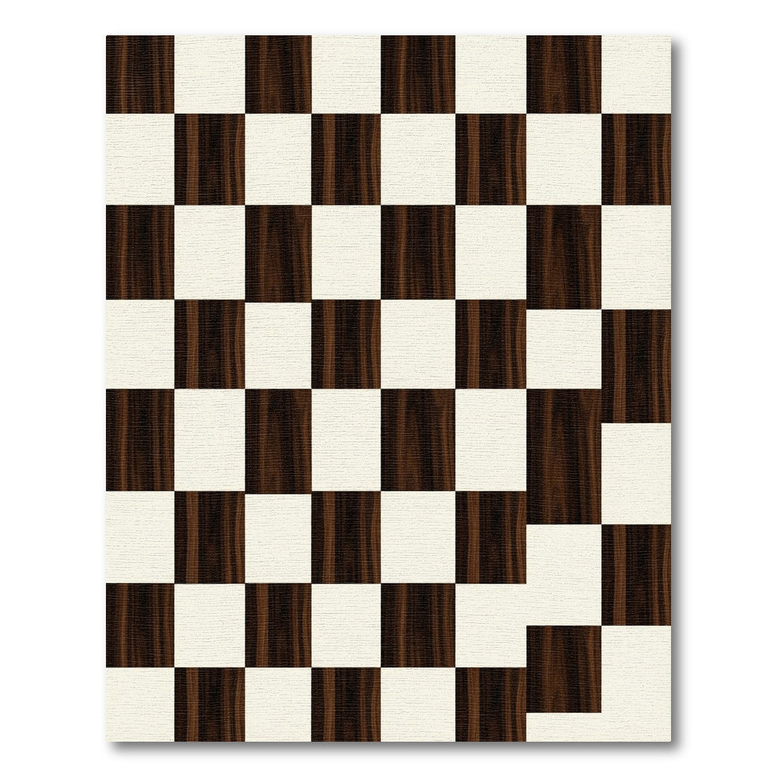 Dark Wood Grain Checkerboard Rug