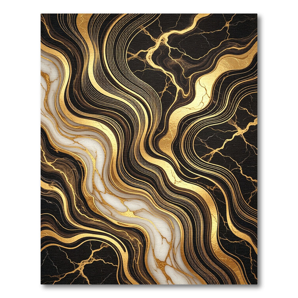 Black and Gold Marble Flow Rug