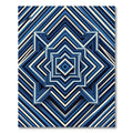 Geometric Navy Blue Star Layered Rug