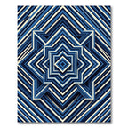 Geometric Navy Blue Star Layered Rug