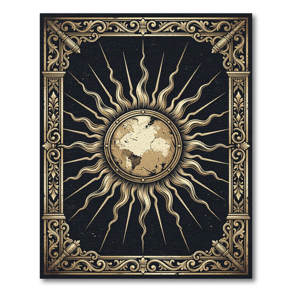 Celestial Gold Sun Earth Radiance Rug