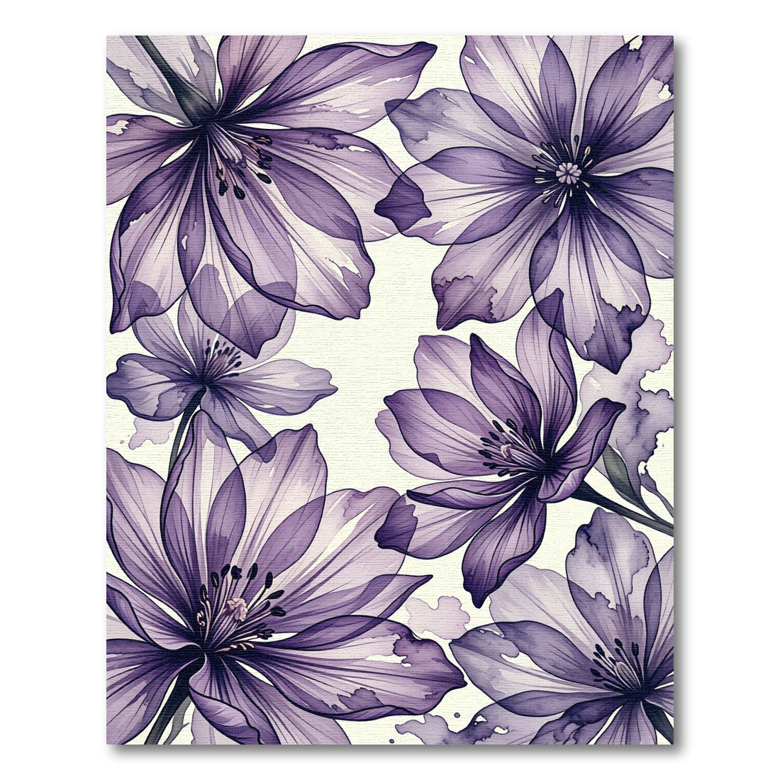 Ethereal Watercolor Purple Floral Bloom Rug