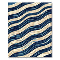 Modern Navy Beige Wavy Stripe Rug