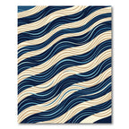 Modern Navy Beige Wavy Stripe Rug