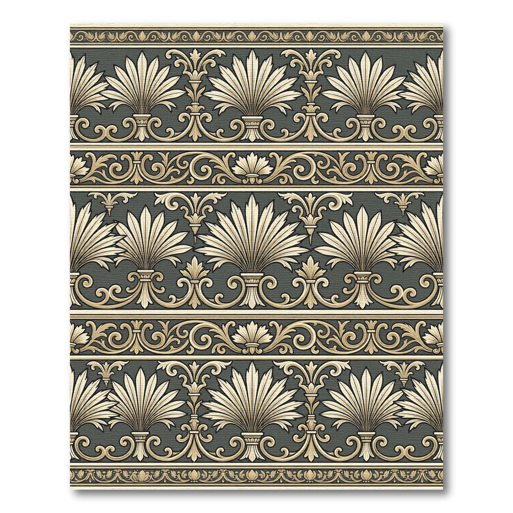 Rich Gold Vintage Fan Border Rug