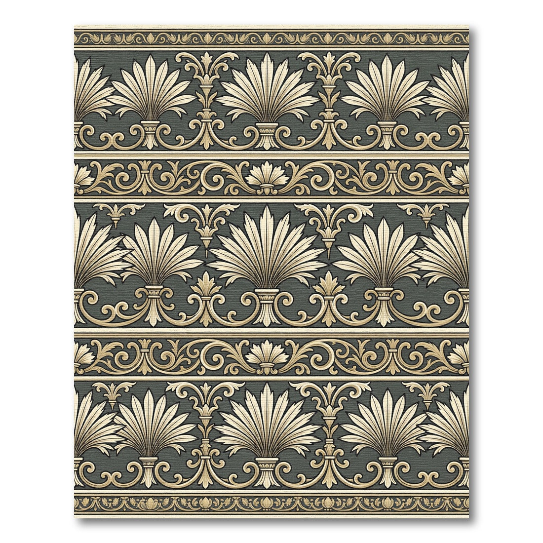 Rich Gold Vintage Fan Border Rug