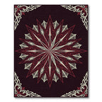 Deep Burgundy White Filigree Star Rug