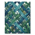 Intertwined Greenery Lattice Teal Rug
