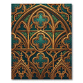 Gothic Emerald Gold Trefoil Arch Rug