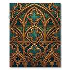 Gothic Emerald Gold Trefoil Arch Rug
