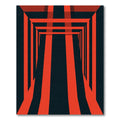 Bold Crimson Geometric Tunnel Illusion Rug