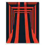 Bold Crimson Geometric Tunnel Illusion Rug