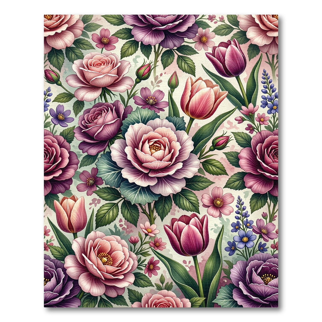 Elegant Victorian Pink and Purple Floral Rug