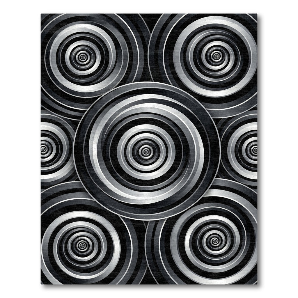 Monochrome Circular Hypnotic Spiral Rug
