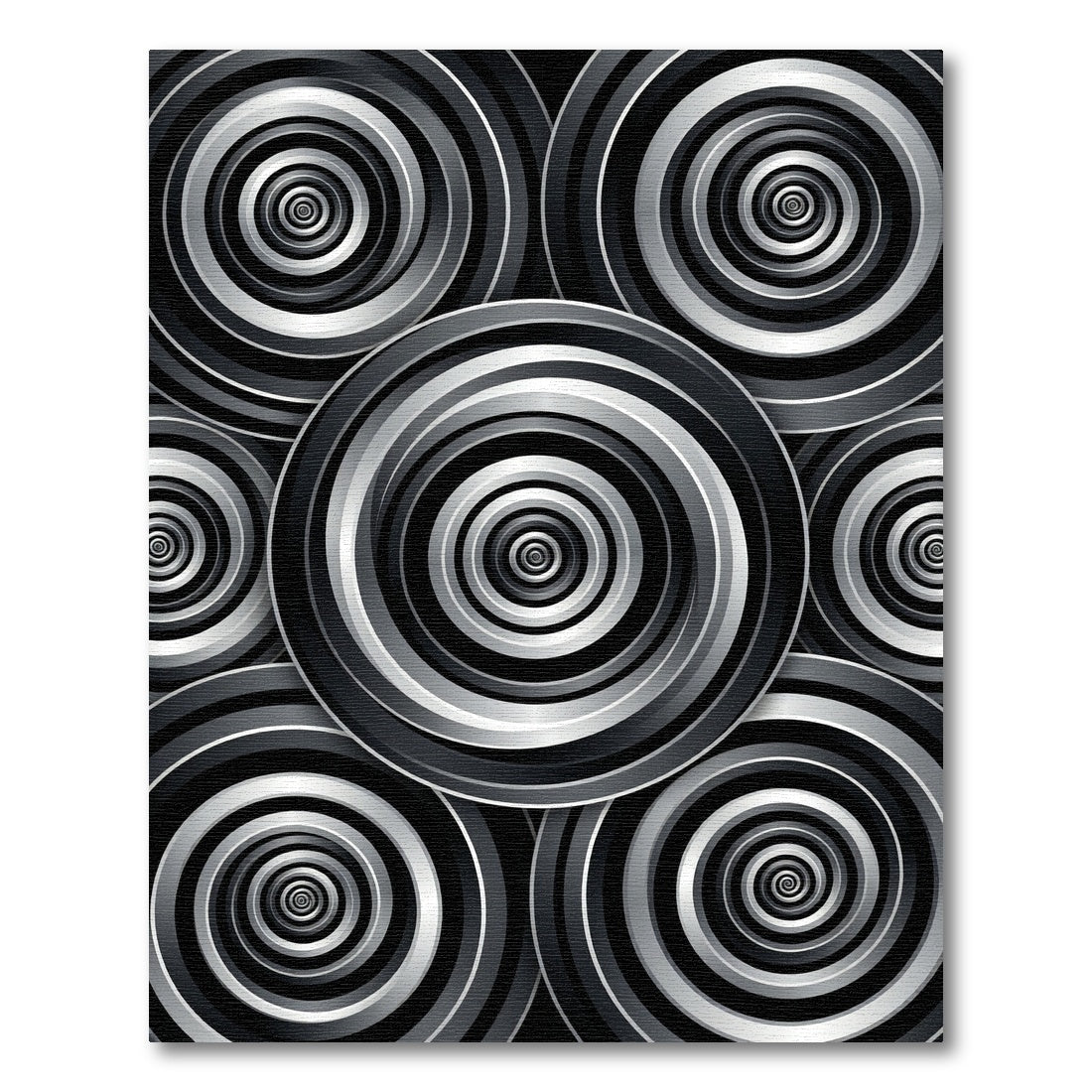 Monochrome Circular Hypnotic Spiral Rug