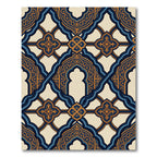 Elegant Blue and Amber Arched Lattice Rug