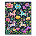 Whimsical Enchanted Unicorn Floral Garden Rug