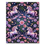 Whimsical Unicorn Floral Cosmos Galaxy Rug