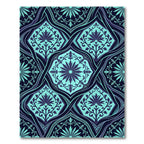 Deep Teal Floral Lattice Composition Rug
