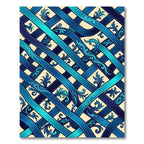 Interlocking Cobalt Teal Filigree Ribbon Rug