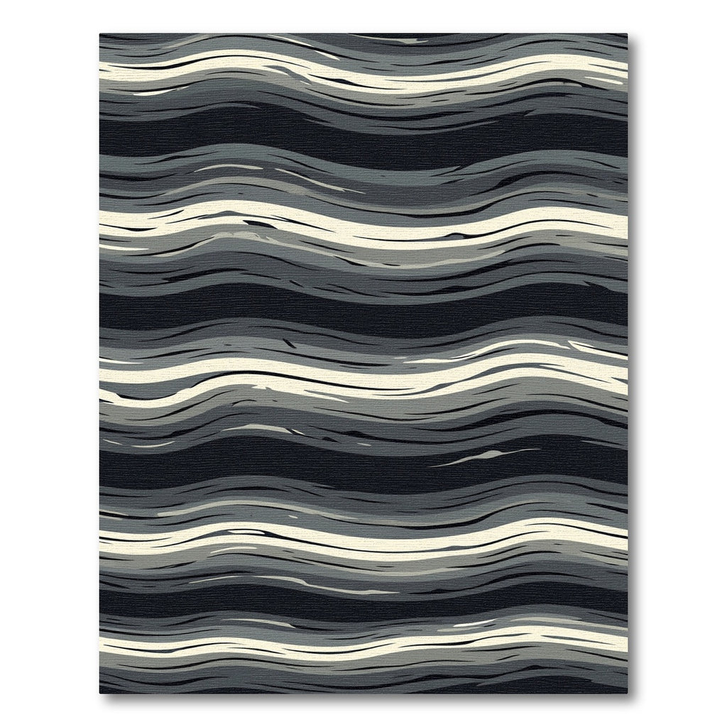 Monochrome Wavy Abstract Layered Lines Rug