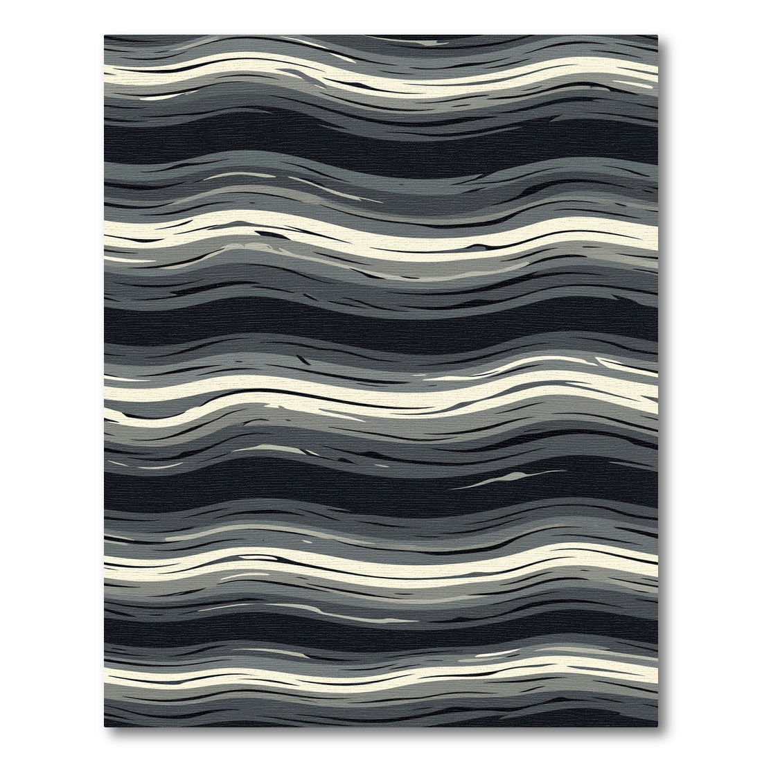 Monochrome Wavy Abstract Layered Lines Rug