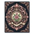 Ornate Pink Rose Baroque Medallion Rug