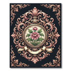 Ornate Pink Rose Baroque Medallion Rug
