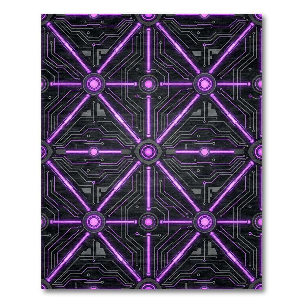 Neon Purple Cybernetic Grid Circuitry Rug