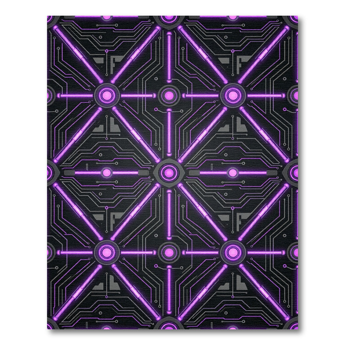 Neon Purple Cybernetic Grid Circuitry Rug