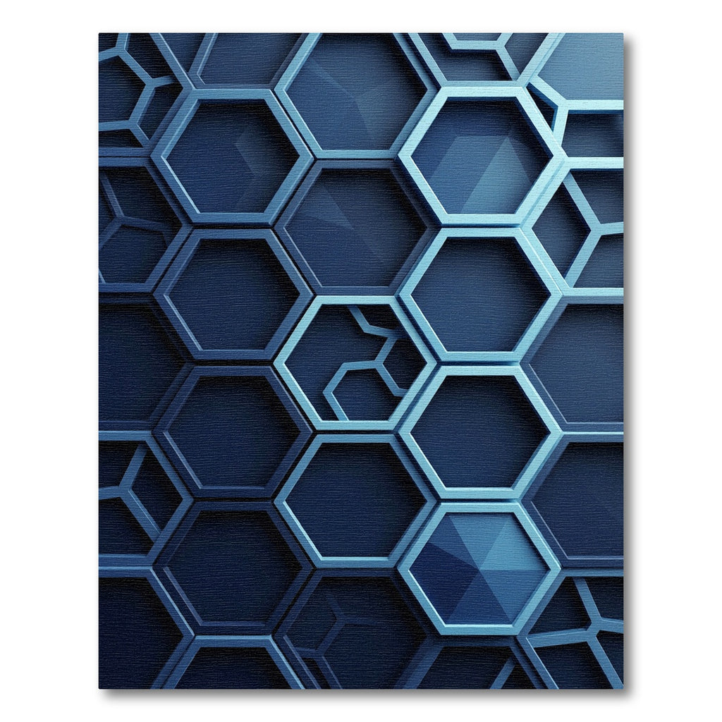 Sleek Navy Geometric Hexagon Relief Rug