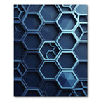 Sleek Navy Geometric Hexagon Relief Rug