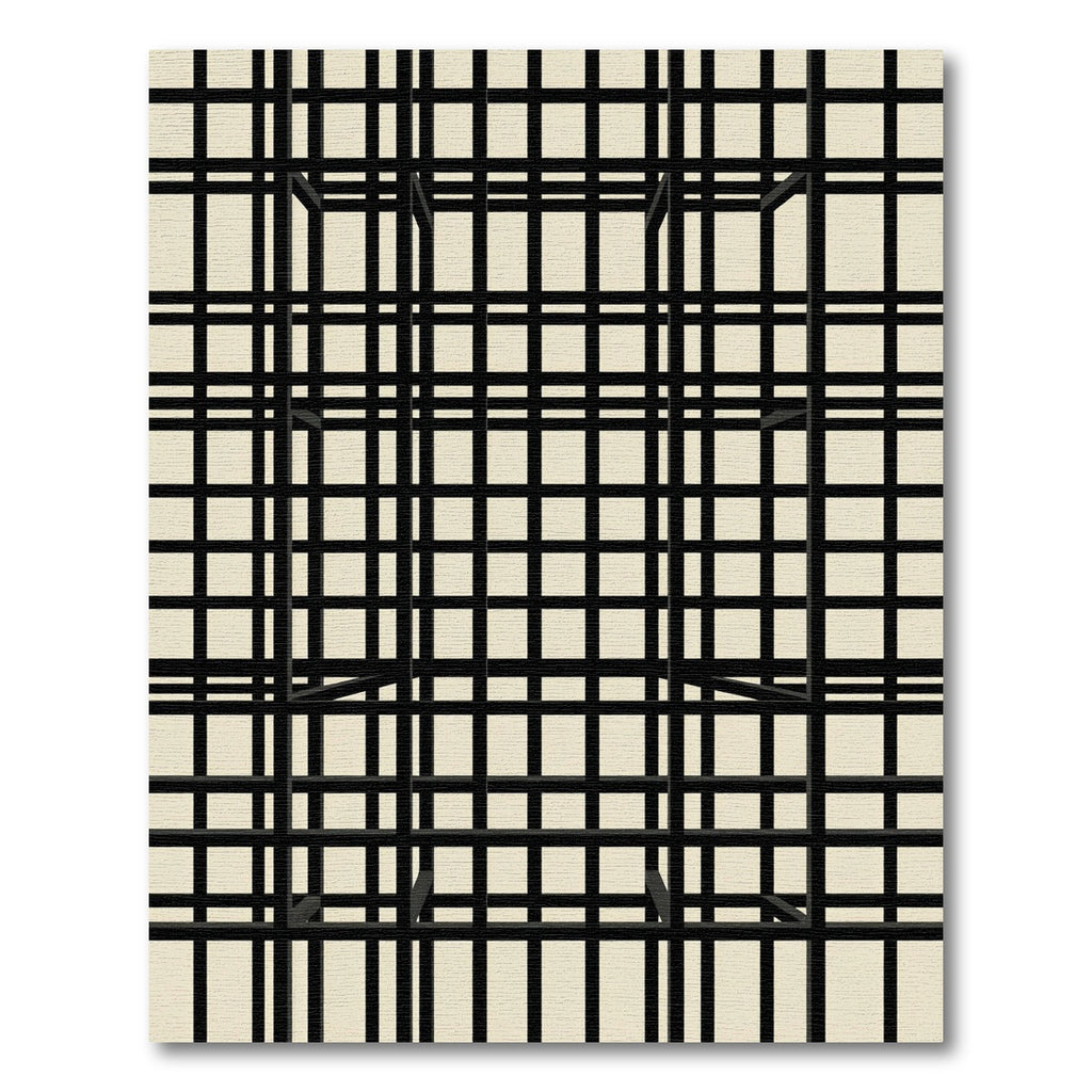 Minimalist Black Grid Geometric Linear Rug