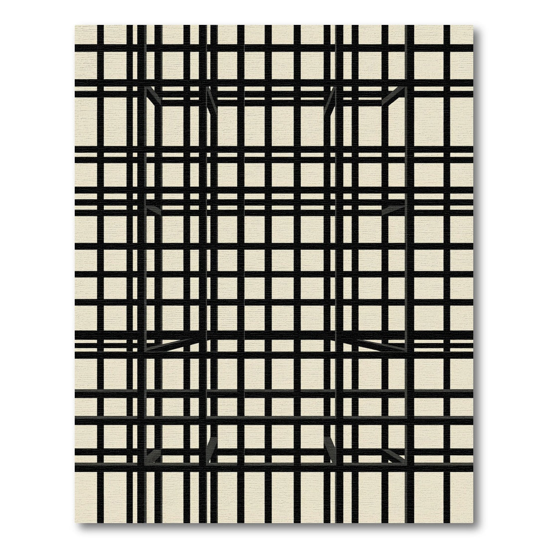 Minimalist Black Grid Geometric Linear Rug